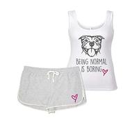 60 Second Makeover Limited Staffy Being Normal Is Boring PJ's Staffordshire Bull Terrier Lounge Wear Grey and White Friend Birthday