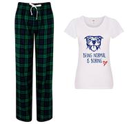60 Second Makeover Limited Staffy Being Normal Is Boring Pyjamas Ladies Tartan Trouser Bottoms Pyjama Dog Pyjamas Staffordshire Bull Terrier Green