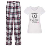 60 Second Makeover Limited Staffy Being Normal Is Boring Pyjamas Ladies Tartan Trouser Bottoms Pyjama Dog Pyjamas Staffordshire Bull Terrier Pink