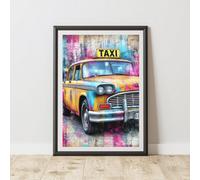 60 Second Makeover Limited Taxi Graffiti Print Urban Street Art Poster Junk Journal A3 Size