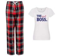 60 Second Makeover Limited The Boss The Real Boss Couples Matching Pyjama Tartan Set Ladies, Red Long Size - L