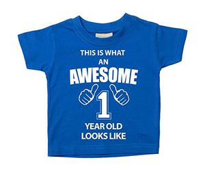 60 Second Makeover Limited This is What an Awesome 1 Year Old Looks Like Perfect 1st Birthday Gifts for Boys and Girls, First Birthday Outfit, Present for 1 Year Old Blue Tshirt 12-18 Months