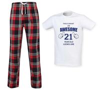 60 Second Makeover Limited This Is What An Awesome 21 Year Old Looks Like Tartan Mens Pyjamas Set 21st Birthday Gifts For Men Pjs 21st Birthday Presents Pjamas Pajamas Red - Medium