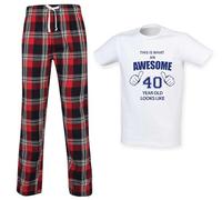 60 Second Makeover Limited This Is What An Awesome 40 Year Old Looks Like Tartan Mens Pyjamas Set Mens 40th Birthday Gifts For 40th Present Ideas Pajamas Men Pjamas Pjs Red - M