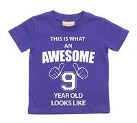 60 Second Makeover Limited This is What an Awesome 9 Year Old Looks Like Perfect 9th Birthday Gifts for Boys and Girls, Nineth Birthday Outfit, Present for 9 Year Old Purple Tshirt Size - 9-11 Years