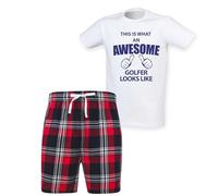 60 Second Makeover Limited This Is What An Awesome Golfer Looks Like Tartan Mens Pyjamas Set Short Golf Accessories Golf Presents Pyjamas For Men Golfing Gift Red Small