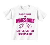 60 Second Makeover Limited This is What an Awesome Little Sister Looks Like White Tshirt Size - Pink Text12-18 Months