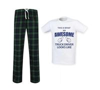 60 Second Makeover Limited This Is What An Awesome Truck Driver Looks Like Mens Tartan Trouser Mens Pyjamas Set Pajamas For Men Pjs Pijamas Pjamas Lorry Driver Gifts Green Medium