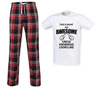 60 Second Makeover Limited This Is What An Awesome Uncle Knobhead Looks Like Tartan Mens Pyjamas Set For Men Funny Uncle Presents Pajamas Birthday Red XX Large