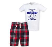 60 Second Makeover Limited This Is What An Awesome Uncle Looks Like Tartan Shorts Mens Pyjamas Set Fathers Day Birthday Pyjamas For Men Gifts For Uncle PJs Red Medium