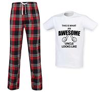 60 Second Makeover Limited This Is What An Awesome Uncle Looks Like Tartan Trousers Mens Pyjamas Set Fathers Day Birthday Pyjamas For Men Gifts For Uncle PJs Red Medium