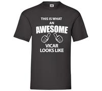 60 Second Makeover Limited This is What an Awesome Vicar Looks Like Tshirt Size - Funny Novelty Black Tshirt Size - XL