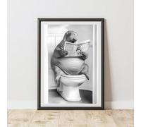 60 Second Makeover Limited Walrus On The Toilet Animal Print A4 Size