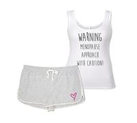 60 Second Makeover Limited Warning Menopause Approach with Caution PJ's Loungewear Lounge Wear Grey and White Friend Birthday Mum Auntie Wife