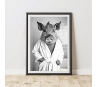 60 Second Makeover Limited Wild Boar Bathrobe Dressing Gown Quirky Animal Print Bathroom Accessories Wall Art Posters Pictures For Bathroom Walls Home Accessories Home Decoration ZebraNo Frame - A5