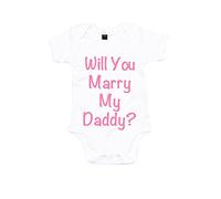 60 Second Makeover Limited Will You Marry My Daddy White with Pink Baby Grow Bodysuit Wedding Proposal Girl Babygro