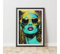 60 Second Makeover Limited Woman With Glasses Pop Art Prints For Walls Urban Street Art Aesthetic Posters Colourful Wall Pictures Teen bedroom Decor Teenagers Bedroom Accessories Picture - A3