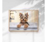 60 Second Makeover Limited Yorkshire Terrier In The Bath Quirky Animal Print A3 Size