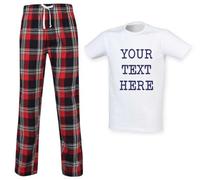60 Second Makeover Limited Your Text Here Tartan Trouser Mens Pyjamas Set Personalised Pyjamas For Men Personalised Gifts For Men Christmas Pajamas Custom Xmas PJs Red Medium