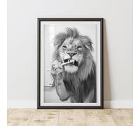 60 SECOND MAKEOVER Lion Brushing Teeth Animal Print | Size: A4 60 SECOND MAKEOVER Multicolor A4