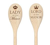 60 SECOND MAKEOVER Lord & Lady Of The Manor Funny Wooden Spoon Couples Gift in Beige 60 SECOND MAKEOVER Beige