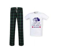 60 SECOND MAKEOVER Men's A House Is Not A Home Without A Dachshund Tartan Trouser Pyjamas Set in Green | Size: 2XL 60 SECOND MAKEOVER Green 2XL