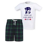 60 SECOND MAKEOVER Men's A House Is Not A Home Without A Rottie Tartan Short Pyjamas | Size: Medium 60 SECOND MAKEOVER Multicolor M