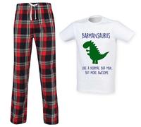 60 SECOND MAKEOVER Men's Barman Dinosaur Pyjama Set in Red | Size: Medium 60 SECOND MAKEOVER Red M