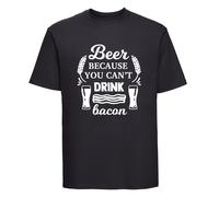 60 SECOND MAKEOVER Men's Beer Because You Can't Drink Bacon T-Shirt in Black | Size: Small 60 SECOND MAKEOVER Black S