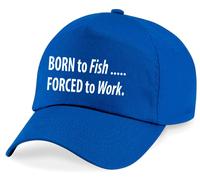 60 SECOND MAKEOVER Men's Born To Fish Forced To Work Baseball Cap in Blue 60 SECOND MAKEOVER Blue One Size