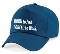 60 SECOND MAKEOVER Men's Born To Fish Forced To Work Baseball Cap in Navy 60 SECOND MAKEOVER Navy One Size