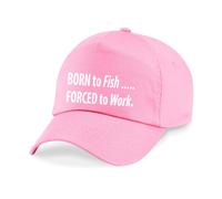 60 SECOND MAKEOVER Men's Born To Fish Forced To Work Baseball Cap in Pink 60 SECOND MAKEOVER Pink One Size
