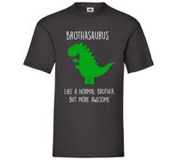 60 SECOND MAKEOVER Men's Brothasaurus, Like A Normal Brother But More Awesome Dinosaur T-Shirt in Black | Size: Medium 60 SECOND MAKEOVER Black M