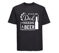 60 SECOND MAKEOVER Men's Dad Needs A Beer T-Shirt in Black | Size: Small 60 SECOND MAKEOVER Black S
