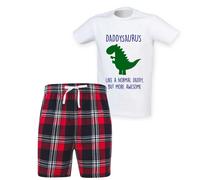 60 Second Makeover Limited Daddysaurus Daddy Dinosaur Tartan Shorts Mens Pyjamas Set Daddy Fathers Day Pyjamas For Men Dad Birthday Gifts Red Pajamas Size - Small