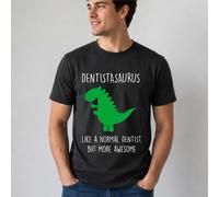 60 SECOND MAKEOVER Men's Dentistasaurus, Like A Normal Dentist But More Awesome Dinosaur T-Shirt in Black | Size: Medium 60 SECOND MAKEOVER Black M
