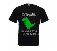 60 SECOND MAKEOVER Men's Doctasaurus, Like a Normal Doctor But More Awesome T-Shirt in Black | Size: XL 60 SECOND MAKEOVER Black XL
