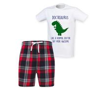 60 SECOND MAKEOVER Men's Doctor Dinosaur Christmas Pyjama Set in Red | Size: Small 60 SECOND MAKEOVER Red S