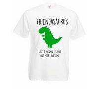 60 SECOND MAKEOVER Men's Friendasaurus, Like A Normal Friend But More Awesome Dinosaur T-Shirt in White | Size: 2XL 60 SECOND MAKEOVER White 2XL