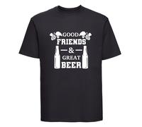60 SECOND MAKEOVER Men's Good Friends & Great Beer T-Shirt in Black | Size: Small 60 SECOND MAKEOVER Black S