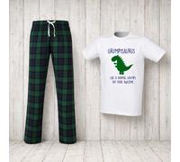 60 Second Makeover Limited Grumpysaurus Dinosaur Tartan Gift For Old Men Grumpy Old Men Gifts Mr Grumpy Mens Pyjamas Set Pjs Pajamas Pijamas Pjamas Size - M Green