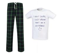 I Don't Snore I Just Dream I'm A Motorbike Tartan Pyjama Set 60 SECOND MAKEOVER Green XXL