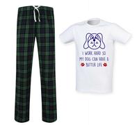 60 SECOND MAKEOVER Men's I Work Hard So My Dog Can Have A Better Life Pyjama Set in Green | Size: XL 60 SECOND MAKEOVER Green XL