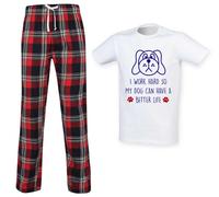 60 SECOND MAKEOVER Men's I Work Hard So My Dog Can Have A Better Life Pyjama Set in Red | Size: XS 60 SECOND MAKEOVER Red XS