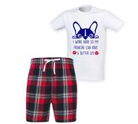 60 SECOND MAKEOVER Men's I Work Hard So My Frenchie Can Have A Better Life Pyjama Set in Red | Size: Medium 60 SECOND MAKEOVER Red M