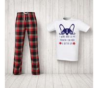 60 SECOND MAKEOVER Men's I Work Hard So My Frenchie Can Have A Better Life Pyjama Set in Red | Size: Small 60 SECOND MAKEOVER Red S