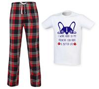 60 SECOND MAKEOVER Men's I Work Hard So My Frenchie Can Have A Better Life Pyjama Set in Red | Size: XS 60 SECOND MAKEOVER Red XS