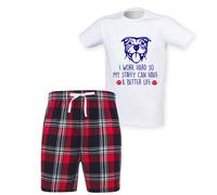 60 SECOND MAKEOVER Men's I Work Hard So My Staffy Can Have A Better Life Pyjama Set in Red | Size: XL 60 SECOND MAKEOVER Red XL