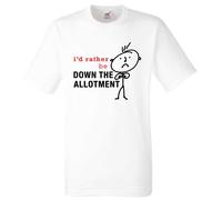 60 SECOND MAKEOVER Men's I'd Rather Be Down The Allotment T-Shirt in White | Size: Medium 60 SECOND MAKEOVER White M