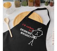 60 SECOND MAKEOVER Men's I'd Rather Be Drinking Whiskey Black Apron 60 SECOND MAKEOVER Black